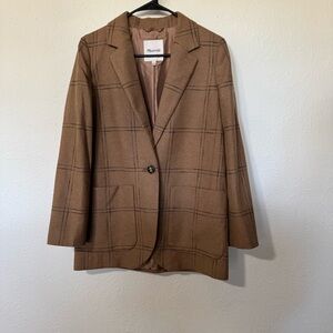 Madewell Larsen Blazer in Windowpane Camel Size S